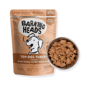 【終売】BARKING HEADS バーキングヘッズ トップ ドッグ ターキー ウェット パウチ ドッグフード 全犬種成犬用 300g