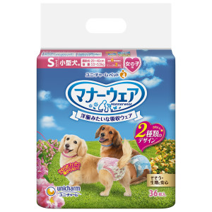 [ユニ・チャーム] マナーウェア 女の子用 Sサイズ 小型犬用 ピンクリボン・青リボン 36枚