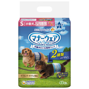 [ユニ・チャーム] マナーウェア 男の子用 Sサイズ 小型犬用 青チェック・紺チェック 46枚
